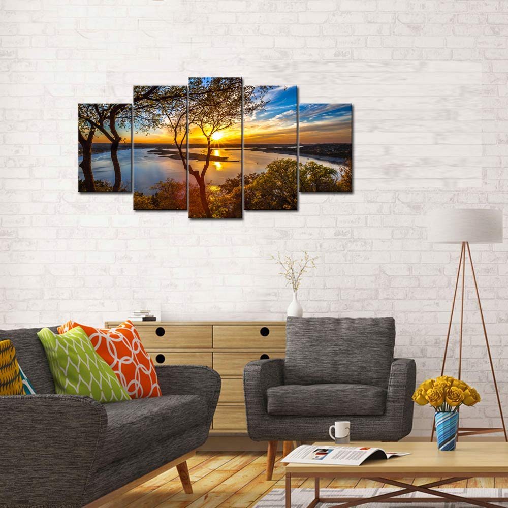 Amazon.com: Nachic Wall Large Size 5 Piece Canvas Wall Art Sunset